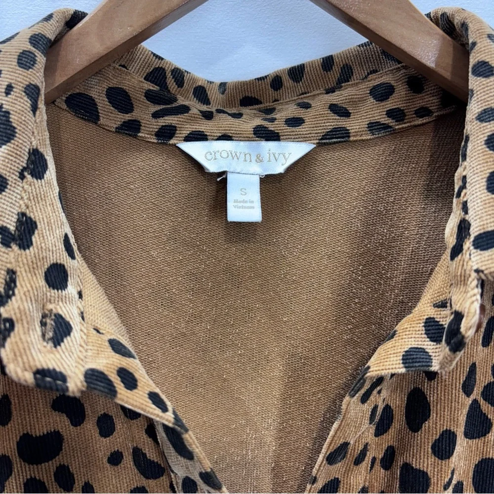 Animal Print Tiered Maxi Dress Corduroy Dress Puff Sleeves Small - Picture 5 of 13